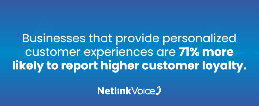 Businesses that provide personalized customer experiences are 71% more likely to report higher customer loyalty.