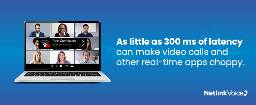 As little as 300 ms of latency can make video calls and other real-time apps choppy.