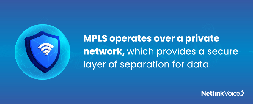 MPLS operates over a private network, which provides a secure layer of separation for data.